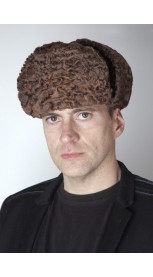 Rudo karakulio kailio rusiško modelio kepurė